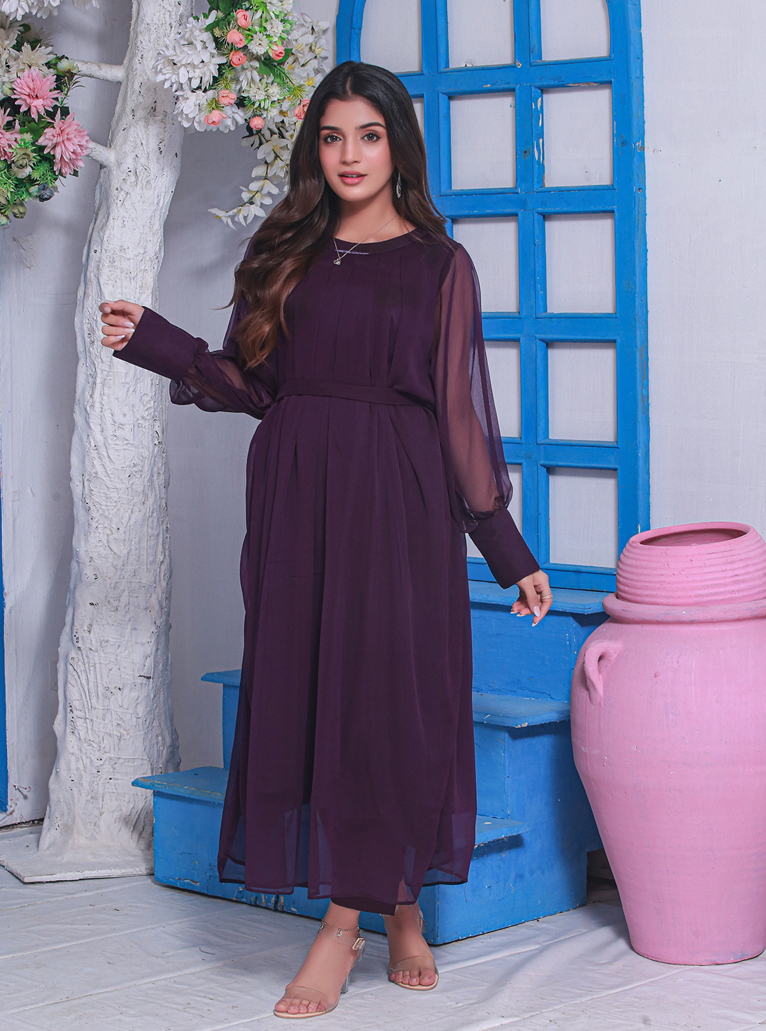 Aster - Plain Chiffon Frock