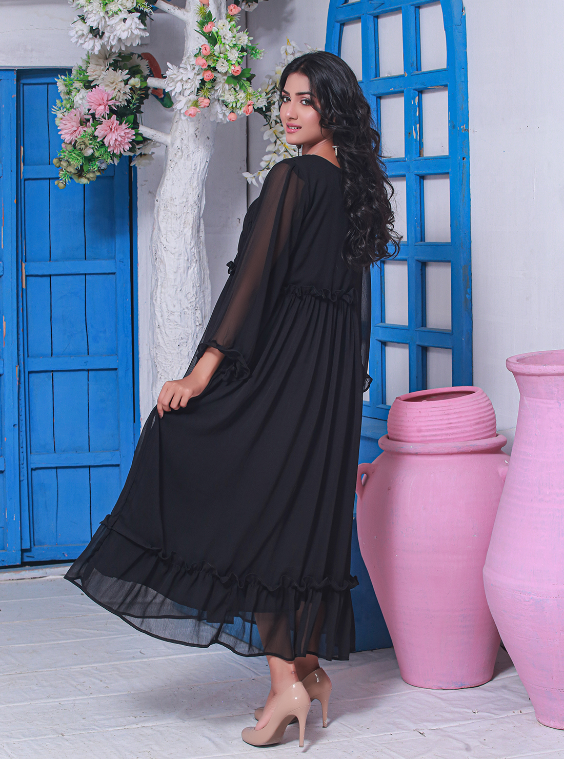 Black Night - Plain Chiffon Frock