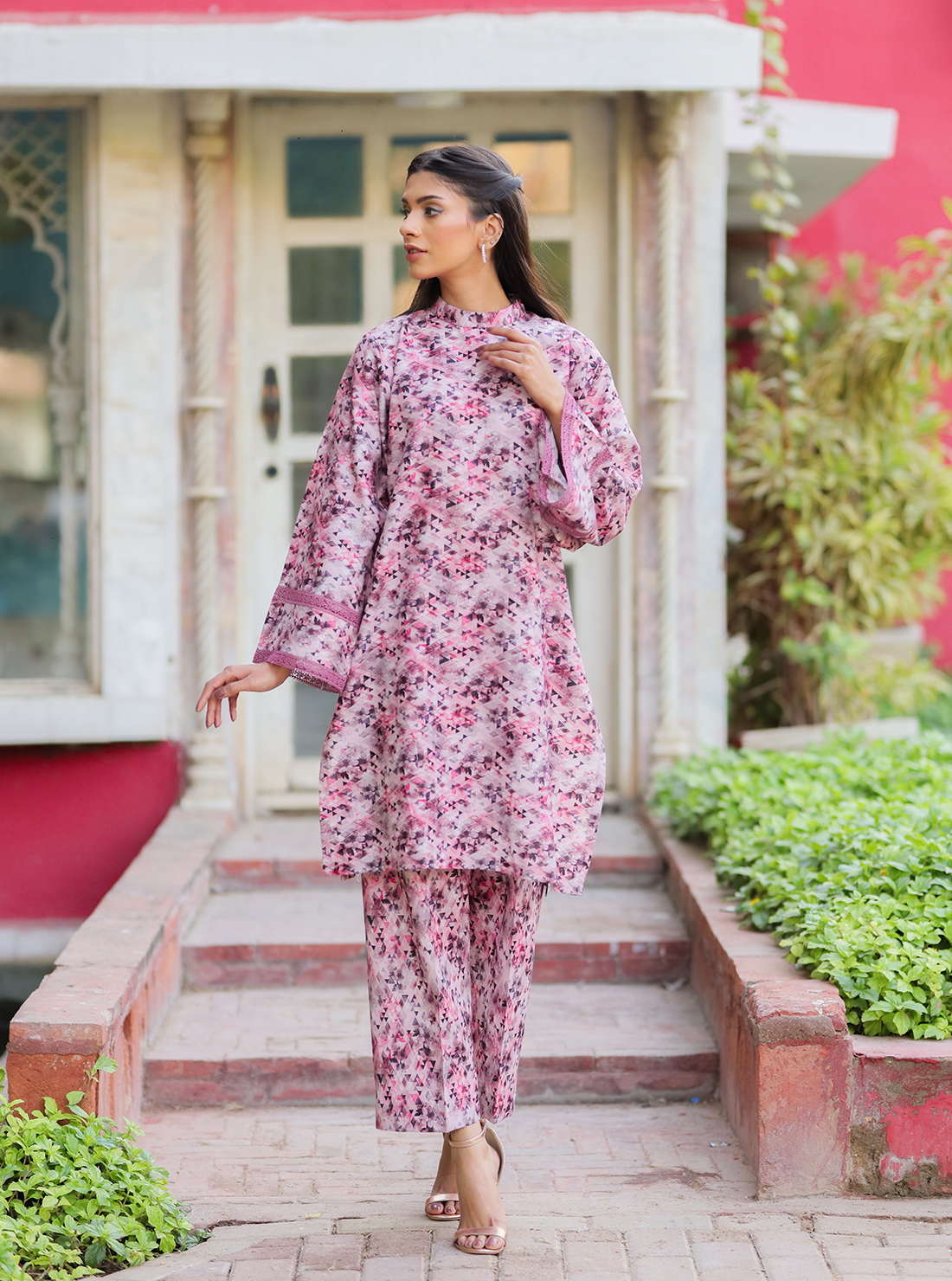 PINK DIMENSION -   2PC Printed Cambric Shirt with Cambric Trouser