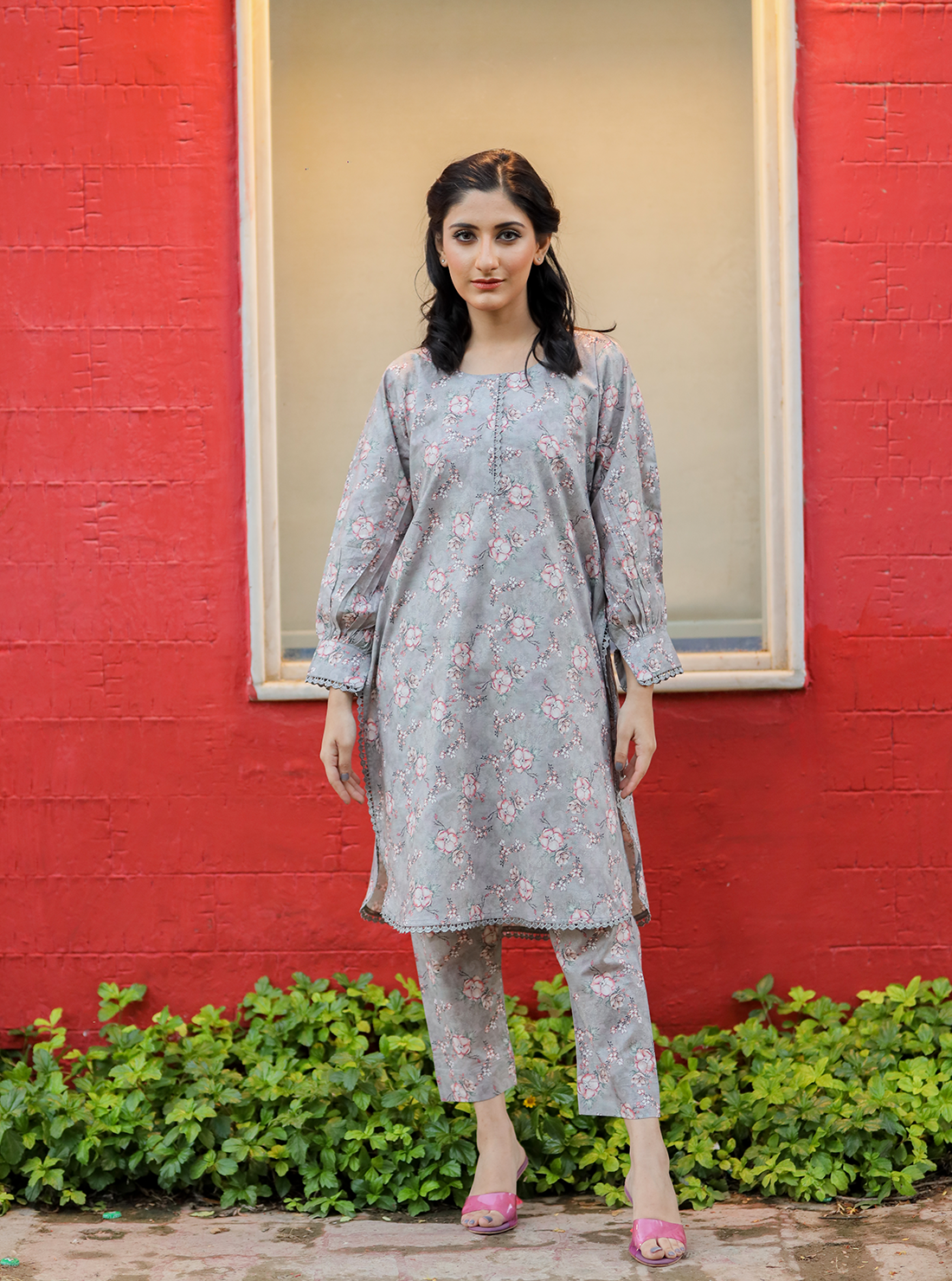 SALVIA - 2PC Printed Cotton Shirt with Cotton Trouser