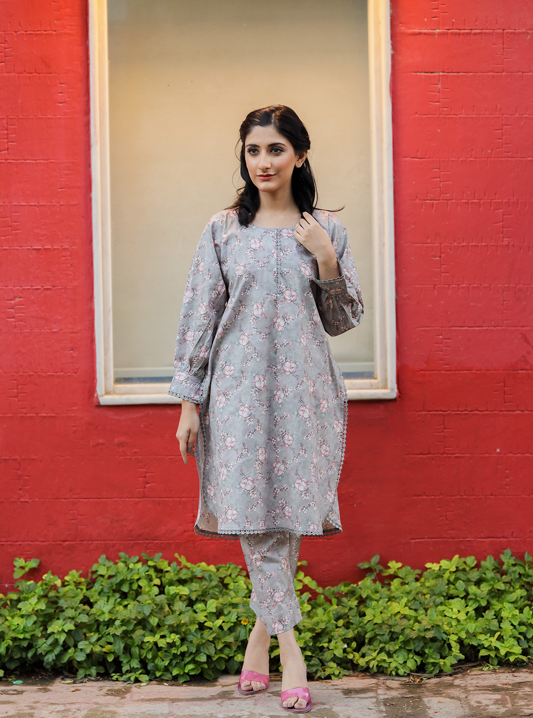 SALVIA - 2PC Printed Cotton Shirt with Cotton Trouser