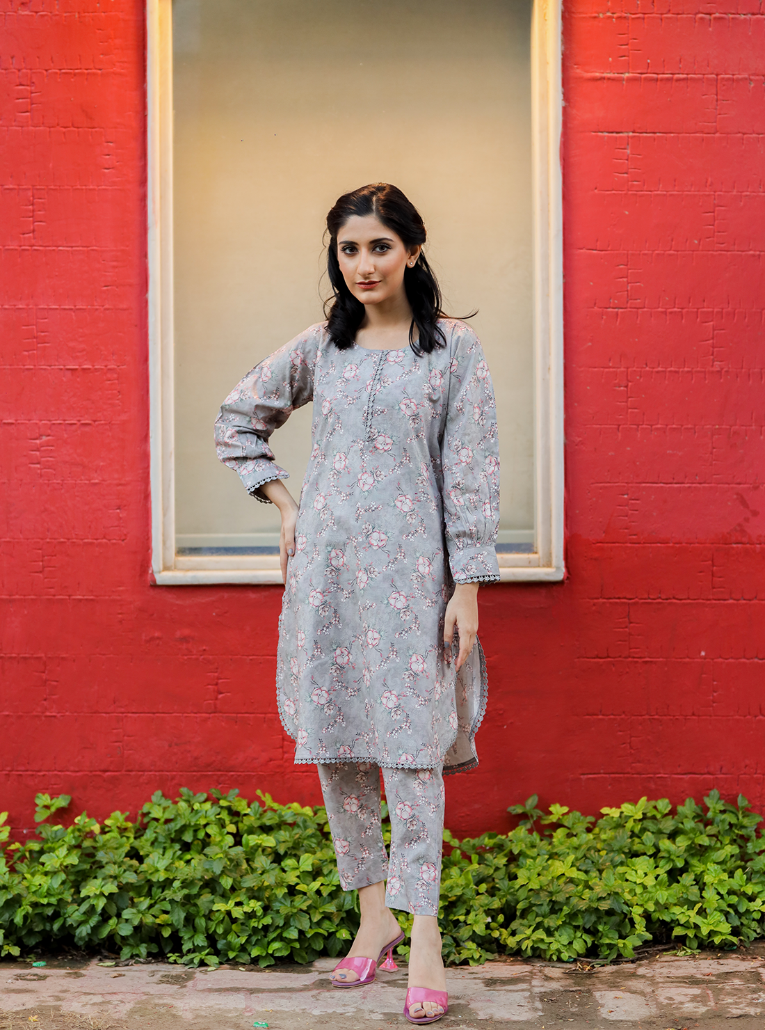 SALVIA - 2PC Printed Cotton Shirt with Cotton Trouser