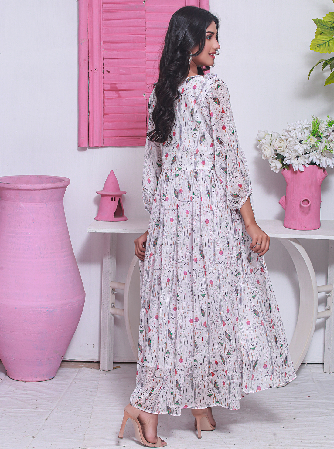 Tulip Printed Chiffon Frock